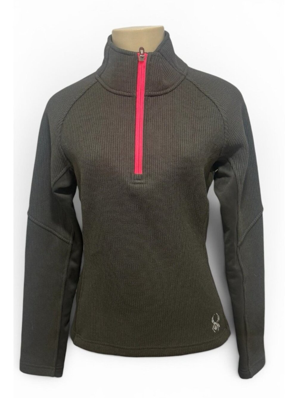 Spyder Valor Womens Half Zip Core Sweater Waffle Knit Gray Pink Small